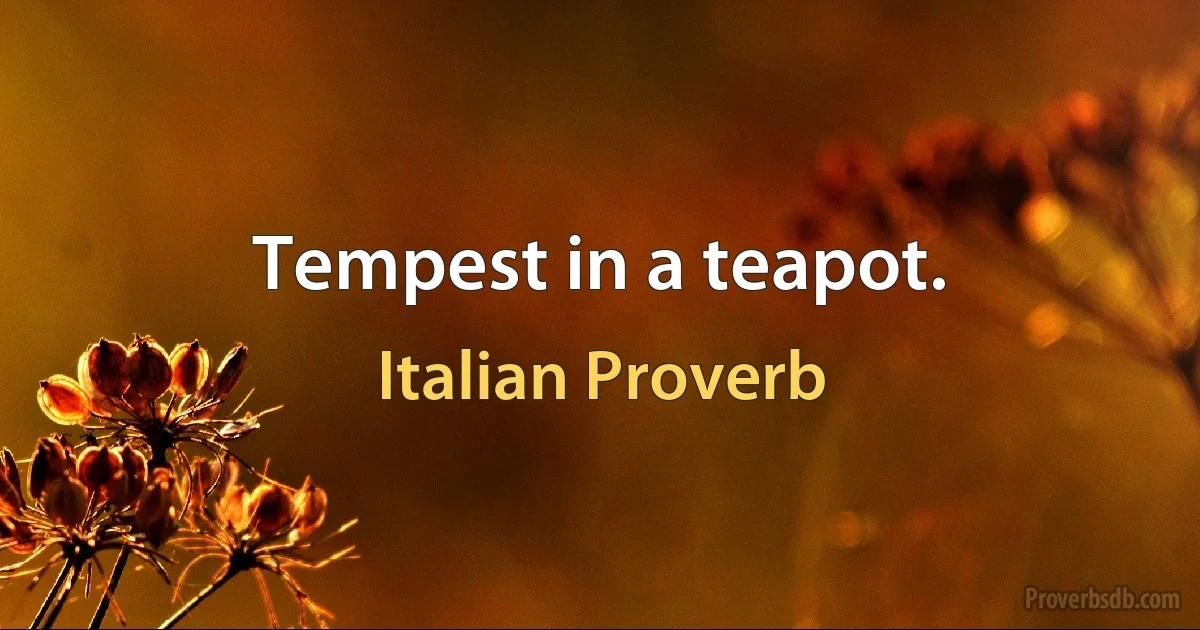 Tempest in a teapot. (Italian Proverb)