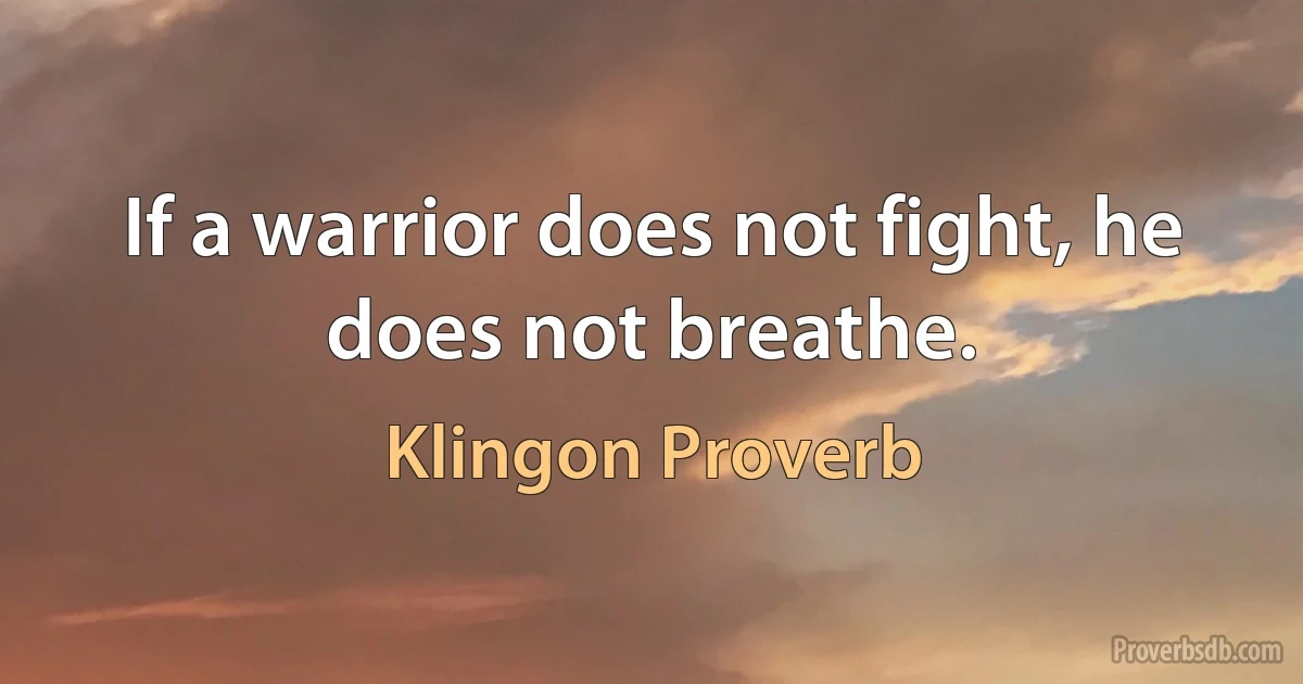 If a warrior does not fight, he does not breathe. (Klingon Proverb)