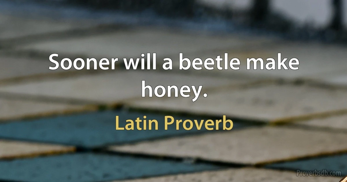 Sooner will a beetle make honey. (Latin Proverb)