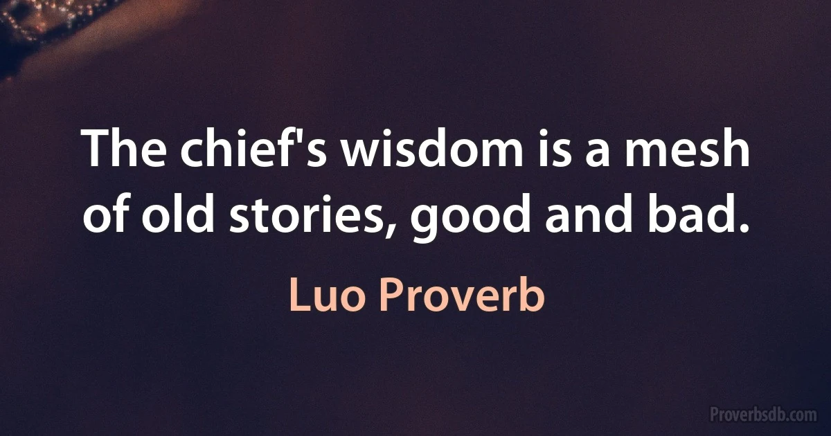 The chief's wisdom is a mesh of old stories, good and bad. (Luo Proverb)