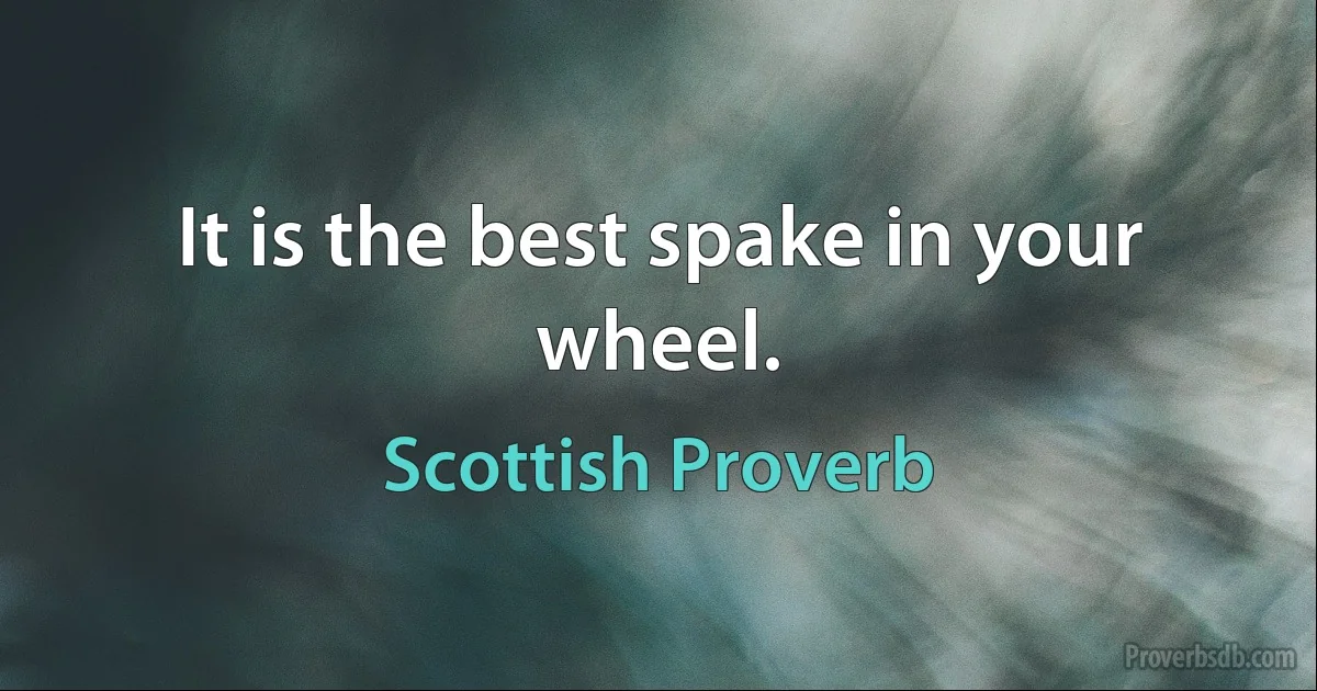 It is the best spake in your wheel. (Scottish Proverb)