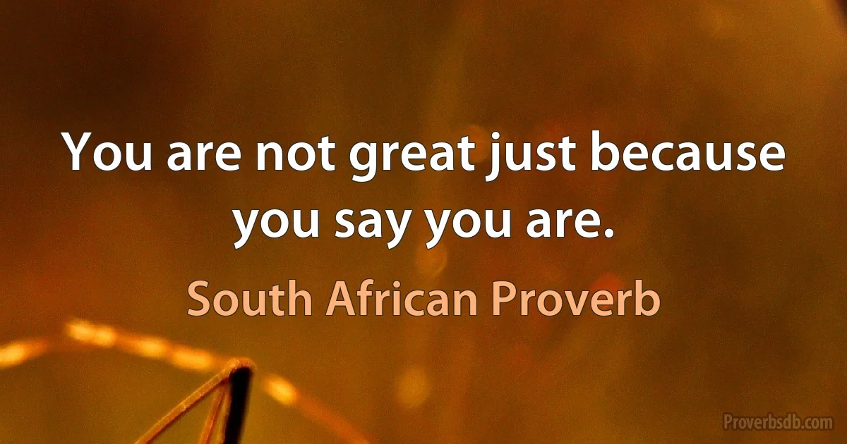 You are not great just because you say you are. (South African Proverb)