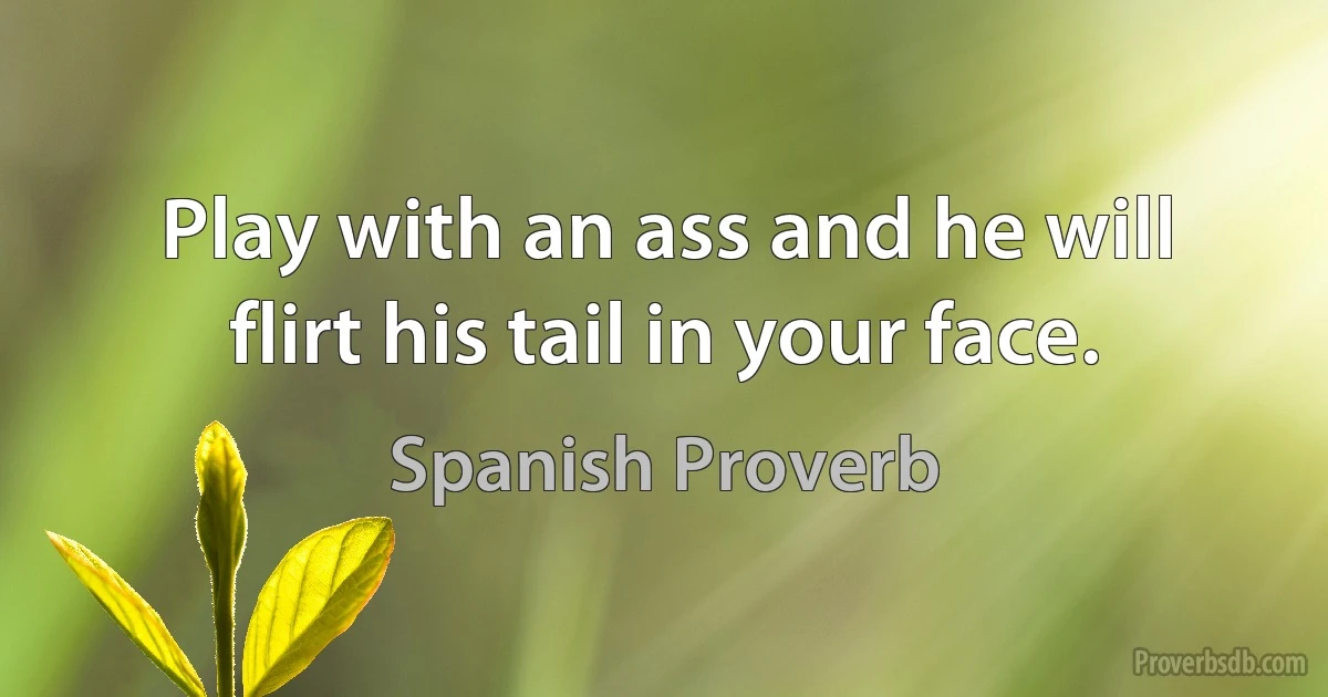 Play with an ass and he will flirt his tail in your face. (Spanish Proverb)