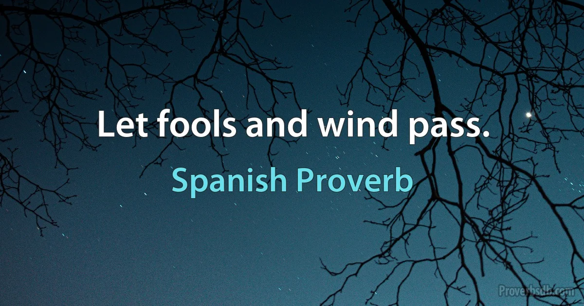 Let fools and wind pass. (Spanish Proverb)