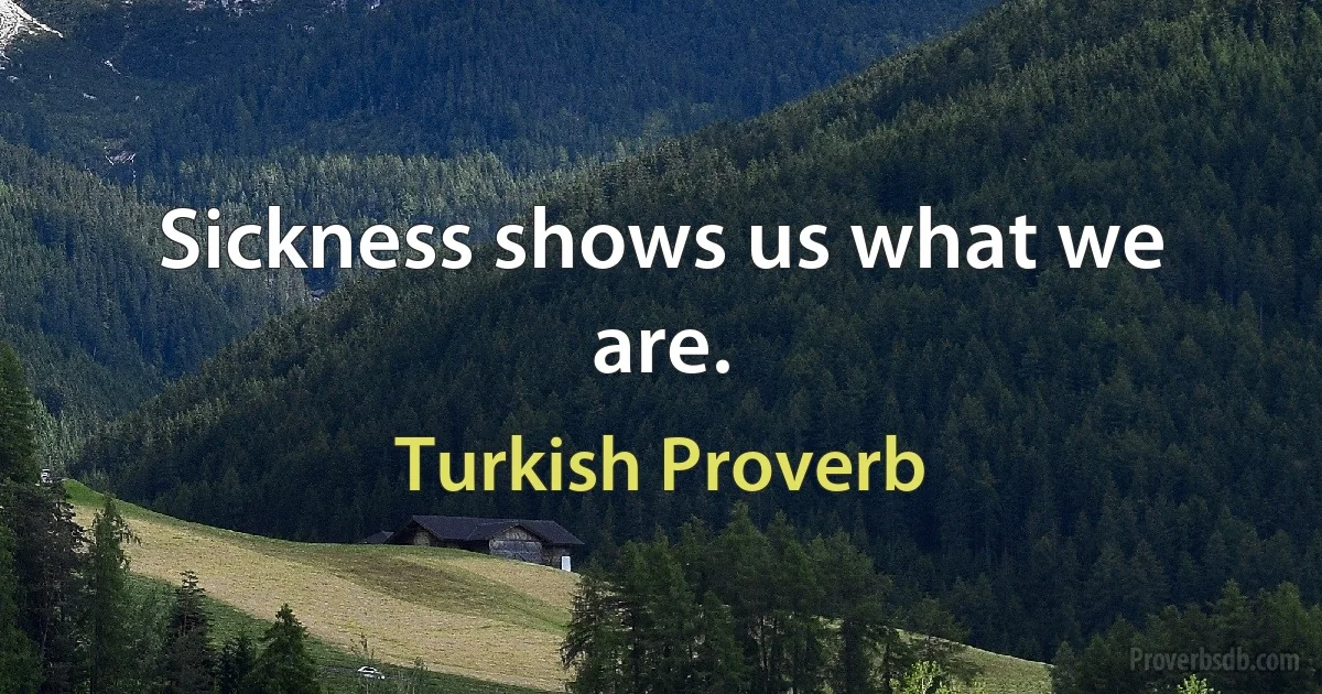 Sickness shows us what we are. (Turkish Proverb)