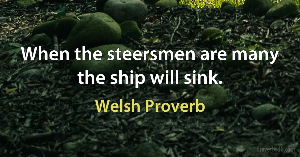 When the steersmen are many the ship will sink. (Welsh Proverb)