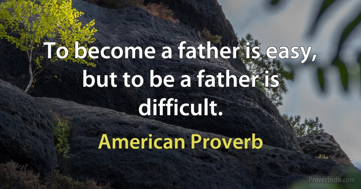 To become a father is easy, but to be a father is difficult. (American Proverb)