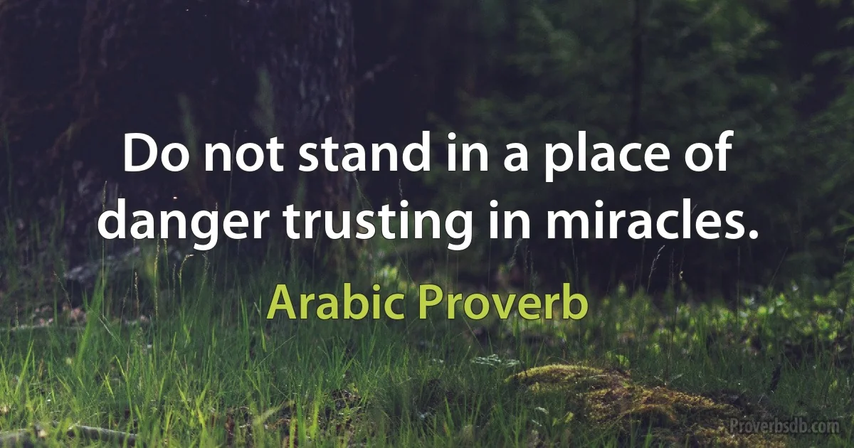 Do not stand in a place of danger trusting in miracles. (Arabic Proverb)