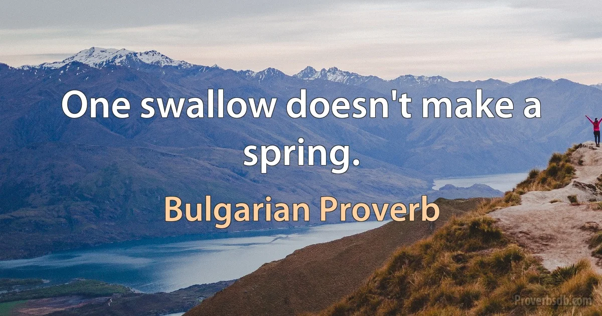 One swallow doesn't make a spring. (Bulgarian Proverb)