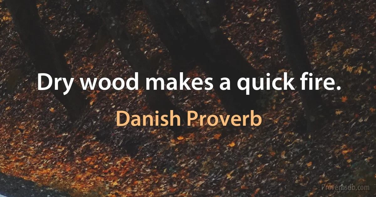 Dry wood makes a quick fire. (Danish Proverb)