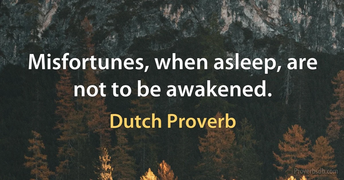 Misfortunes, when asleep, are not to be awakened. (Dutch Proverb)