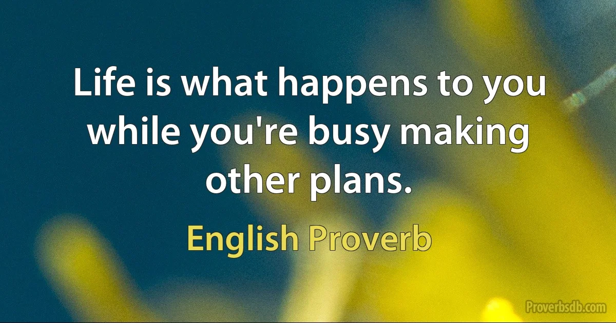 Life is what happens to you while you're busy making other plans. (English Proverb)