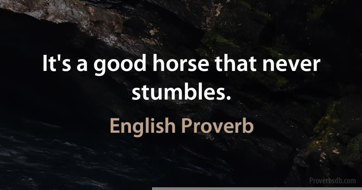 It's a good horse that never stumbles. (English Proverb)