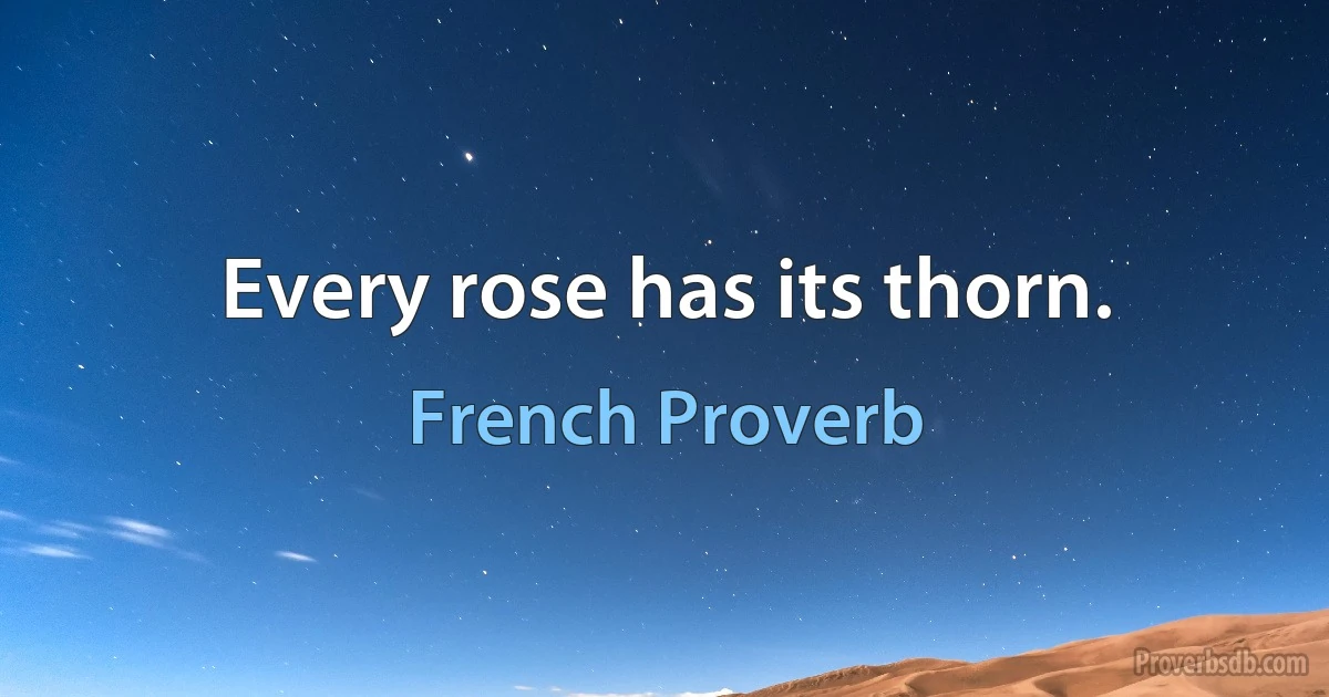 Every rose has its thorn. (French Proverb)