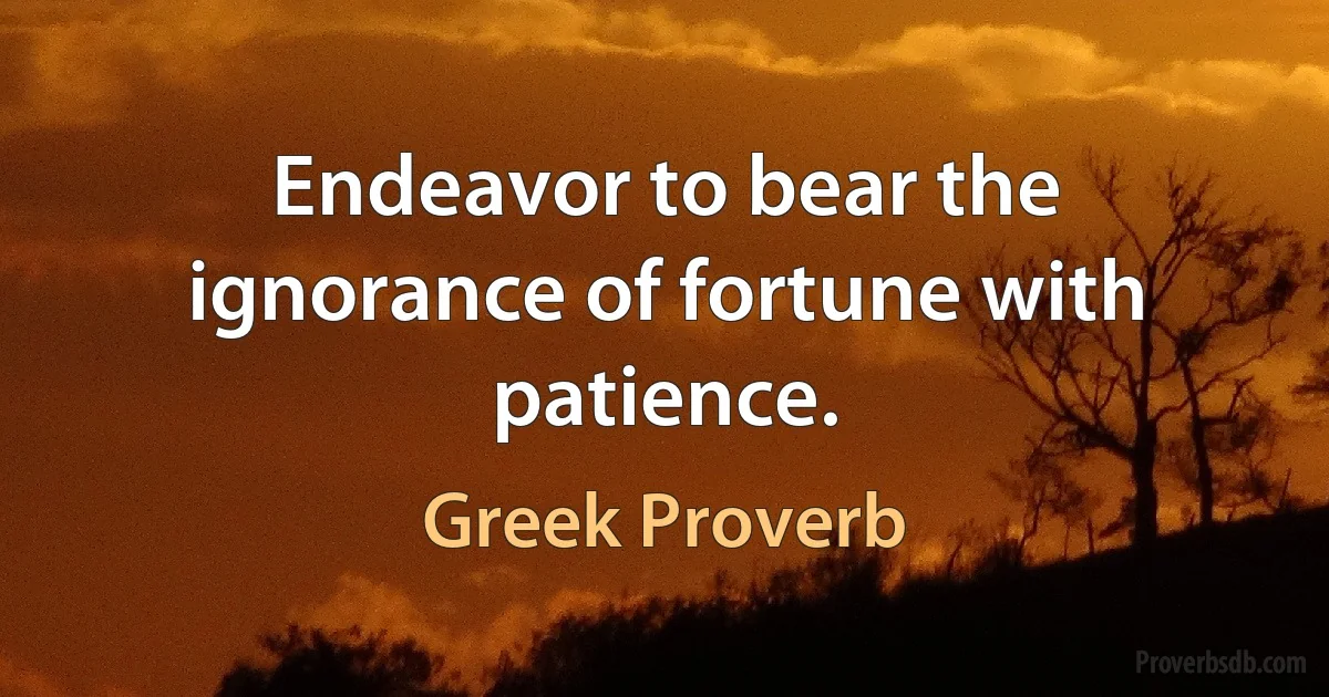 Endeavor to bear the ignorance of fortune with patience. (Greek Proverb)