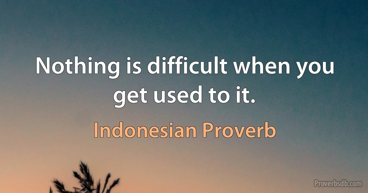 Nothing is difficult when you get used to it. (Indonesian Proverb)