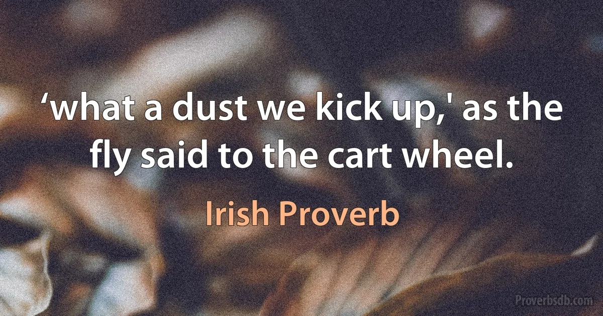 ‘what a dust we kick up,' as the fly said to the cart wheel. (Irish Proverb)