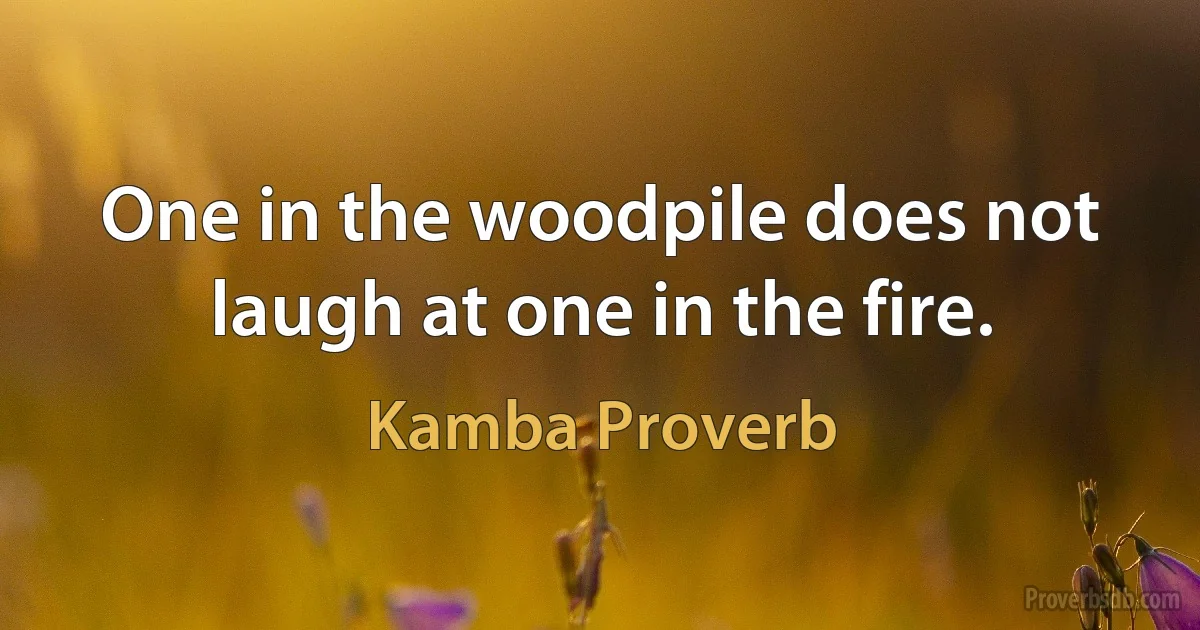 One in the woodpile does not laugh at one in the fire. (Kamba Proverb)