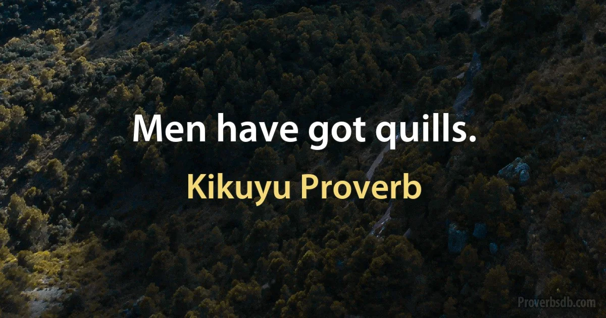 Men have got quills. (Kikuyu Proverb)