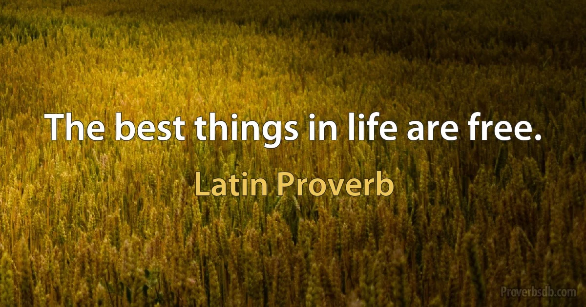 The best things in life are free. (Latin Proverb)