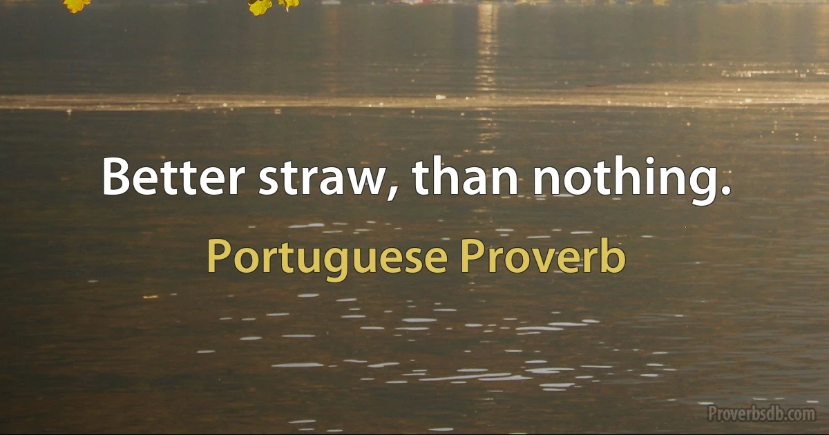 Better straw, than nothing. (Portuguese Proverb)