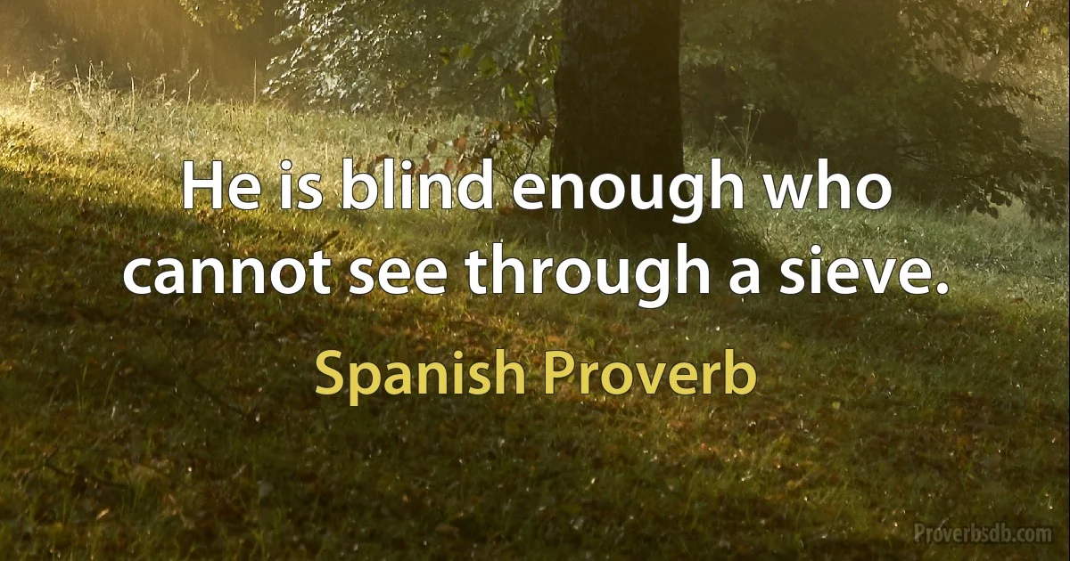 He is blind enough who cannot see through a sieve. (Spanish Proverb)