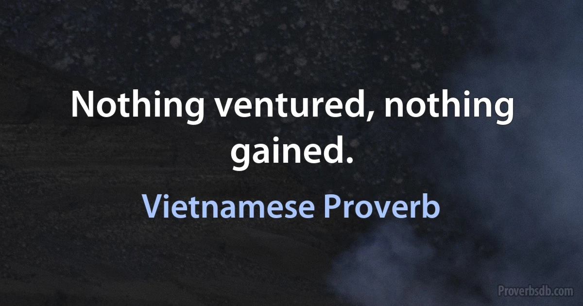 Nothing ventured, nothing gained. (Vietnamese Proverb)