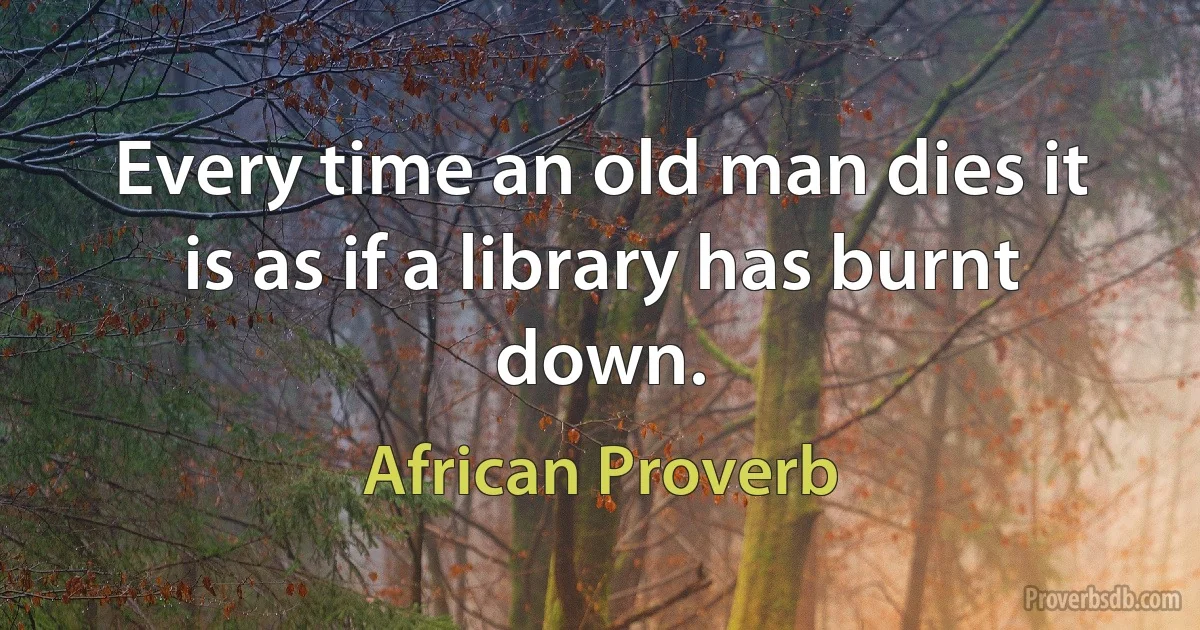 Every time an old man dies it is as if a library has burnt down. (African Proverb)