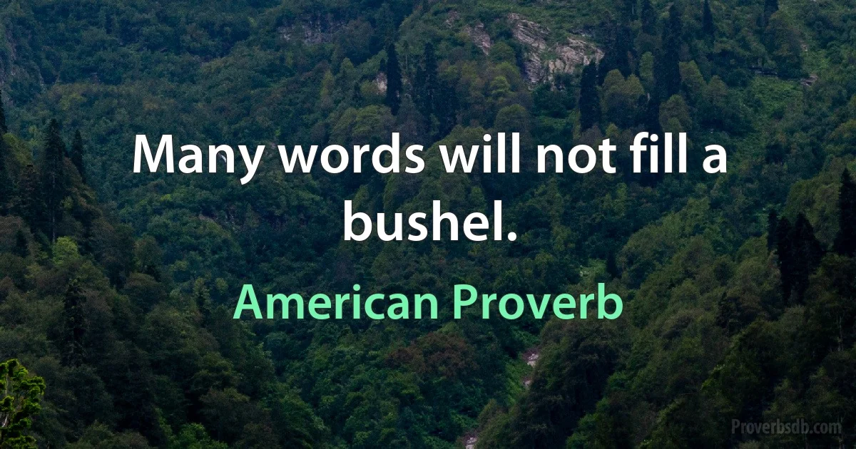 Many words will not fill a bushel. (American Proverb)