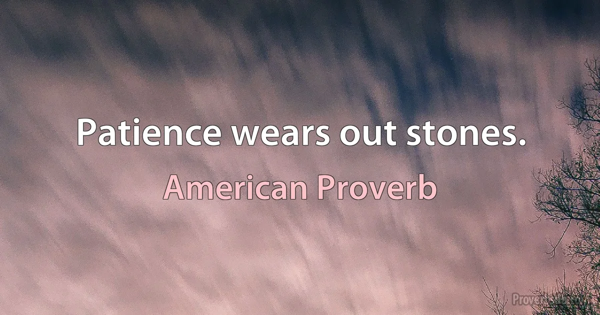 Patience wears out stones. (American Proverb)