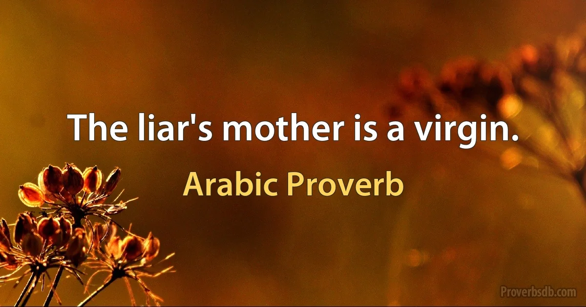 The liar's mother is a virgin. (Arabic Proverb)