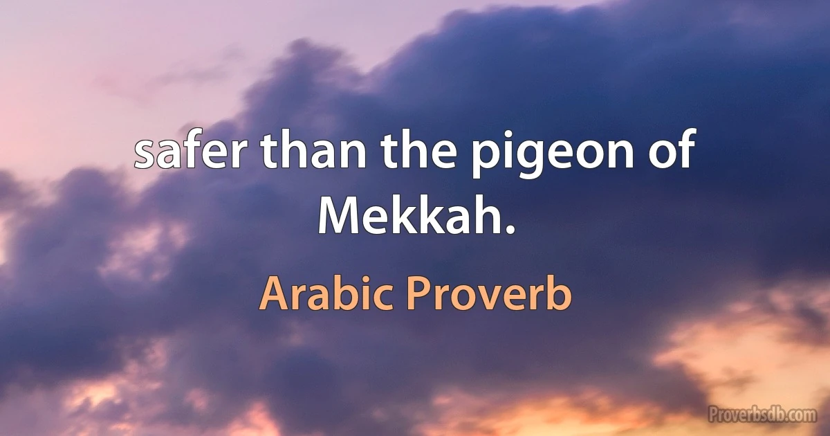 safer than the pigeon of Mekkah. (Arabic Proverb)