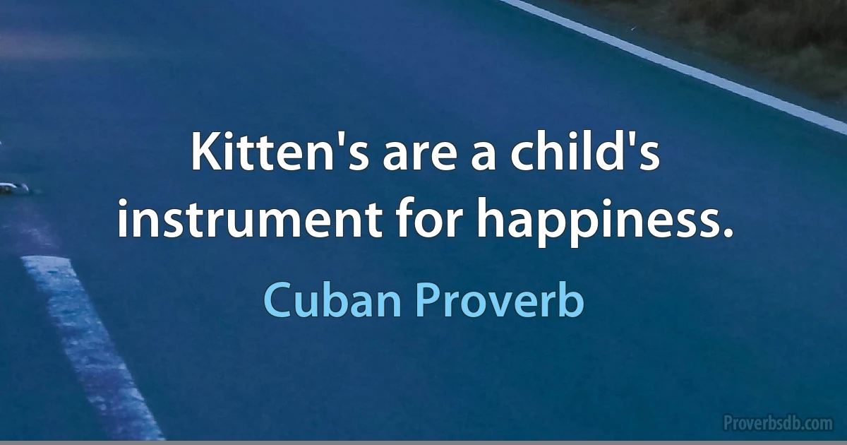 Kitten's are a child's instrument for happiness. (Cuban Proverb)