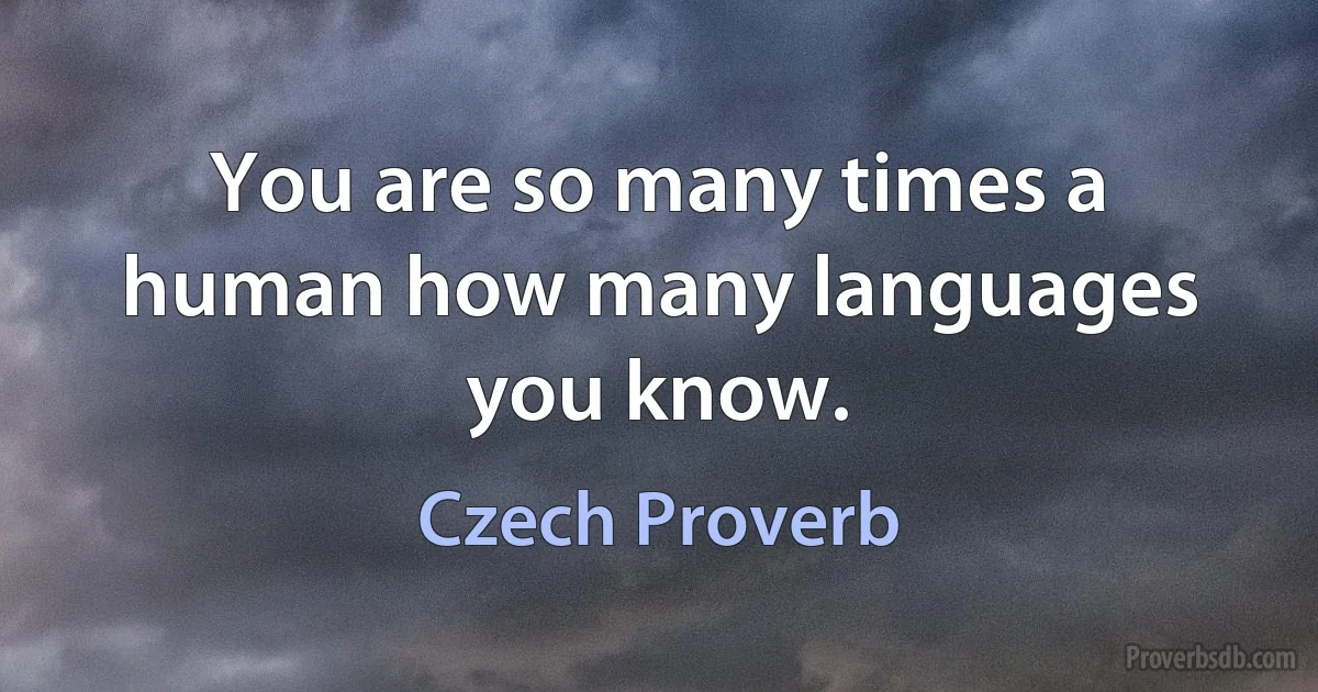 You are so many times a human how many languages you know. (Czech Proverb)