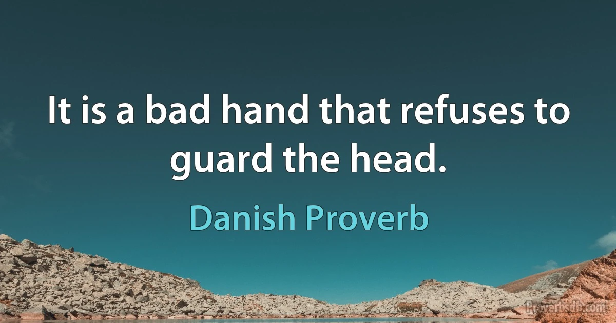 It is a bad hand that refuses to guard the head. (Danish Proverb)