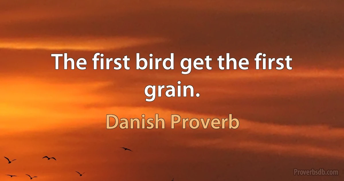 The first bird get the first grain. (Danish Proverb)