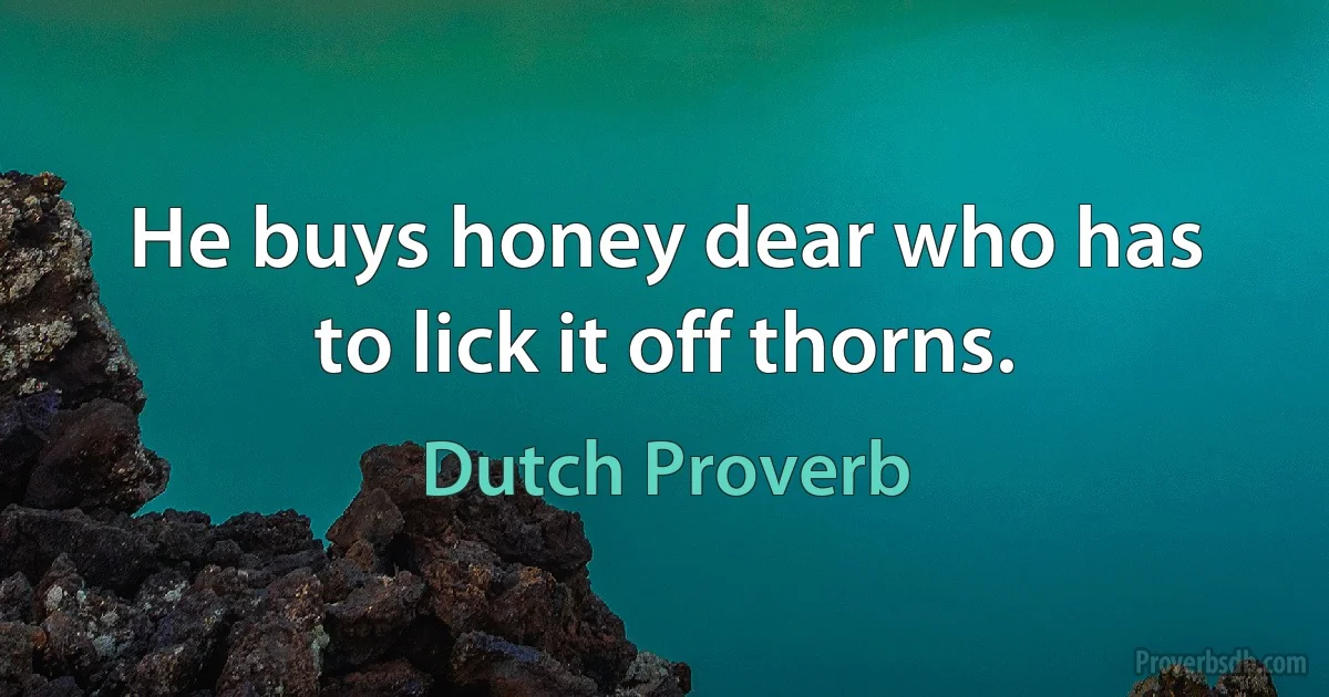 He buys honey dear who has to lick it off thorns. (Dutch Proverb)