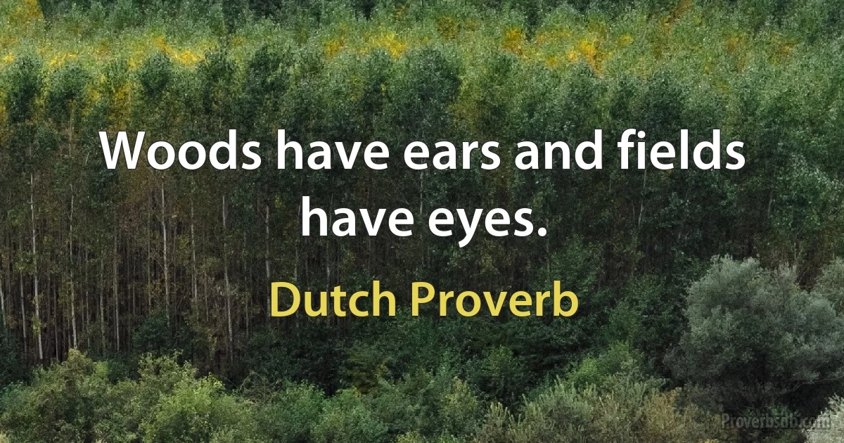 Woods have ears and fields have eyes. (Dutch Proverb)