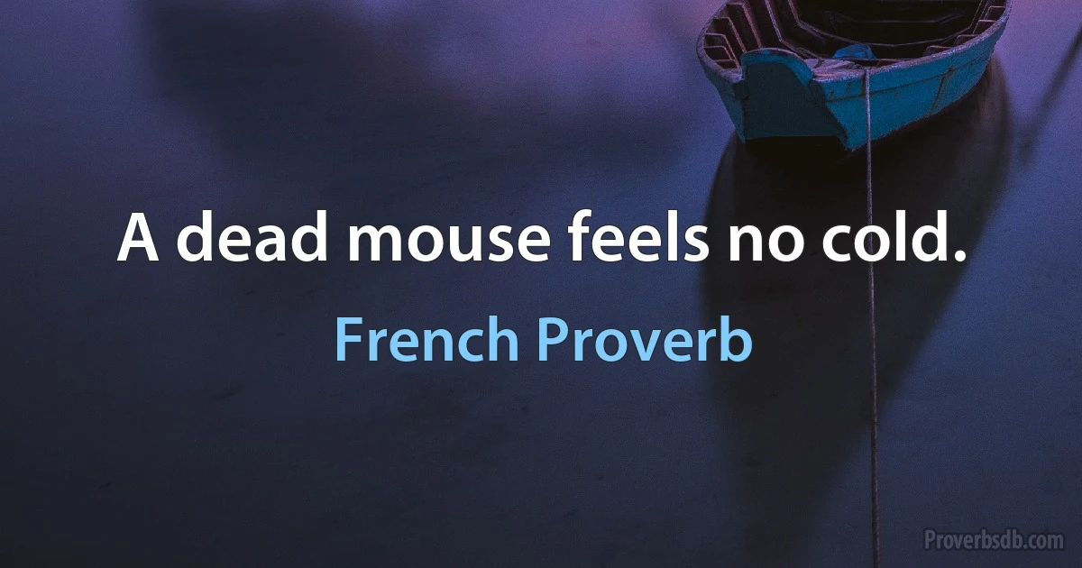 A dead mouse feels no cold. (French Proverb)