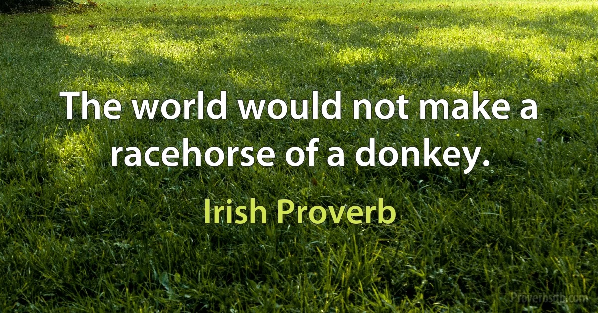 The world would not make a racehorse of a donkey. (Irish Proverb)