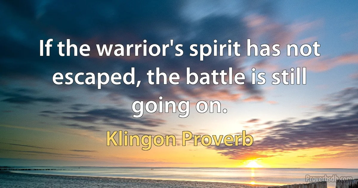 If the warrior's spirit has not escaped, the battle is still going on. (Klingon Proverb)