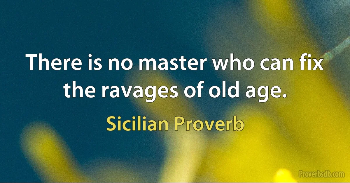 There is no master who can fix the ravages of old age. (Sicilian Proverb)