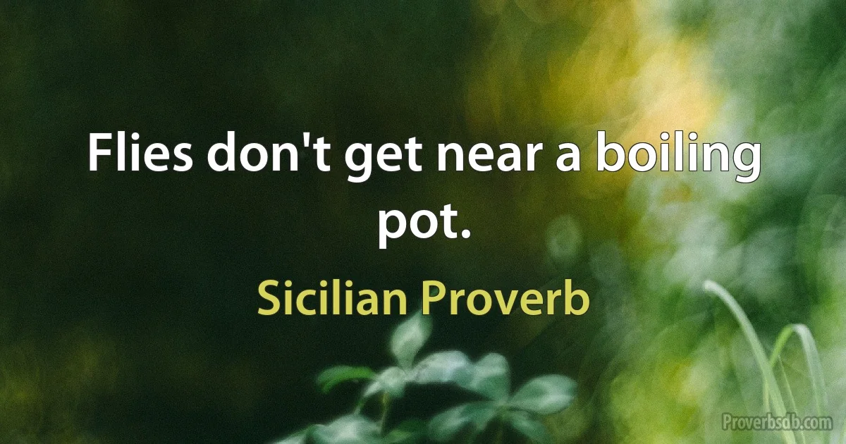 Flies don't get near a boiling pot. (Sicilian Proverb)