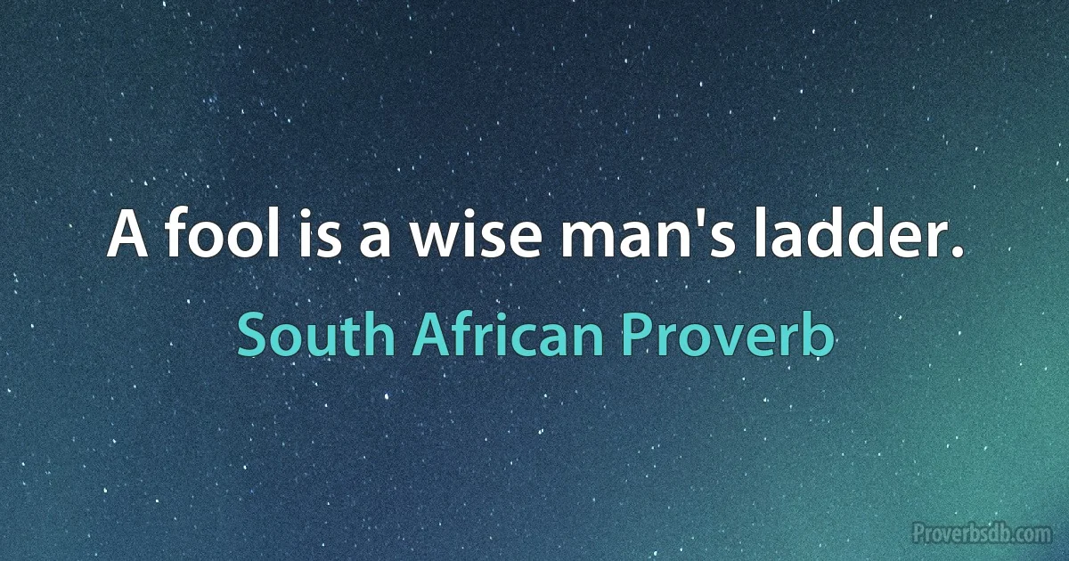 A fool is a wise man's ladder. (South African Proverb)