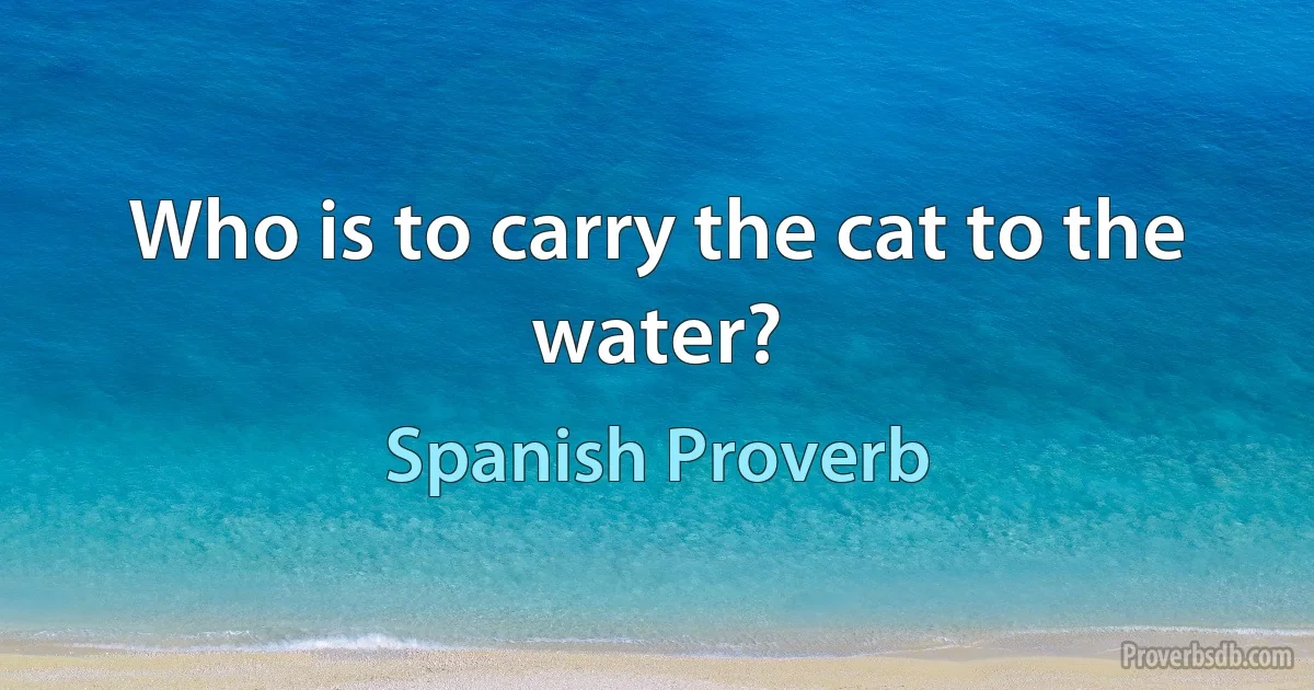 Who is to carry the cat to the water? (Spanish Proverb)