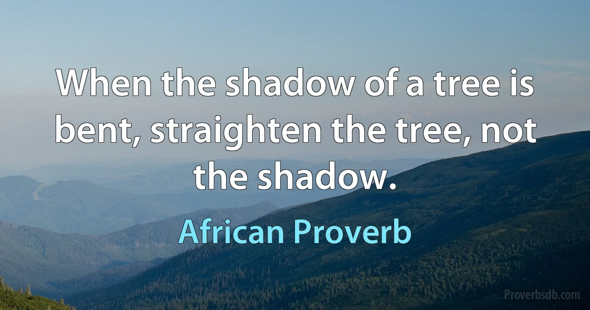 When the shadow of a tree is bent, straighten the tree, not the shadow. (African Proverb)