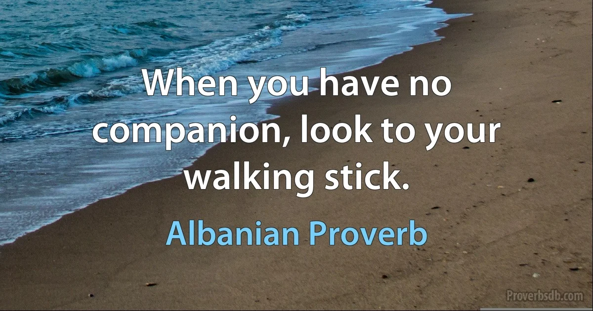 When you have no companion, look to your walking stick. (Albanian Proverb)