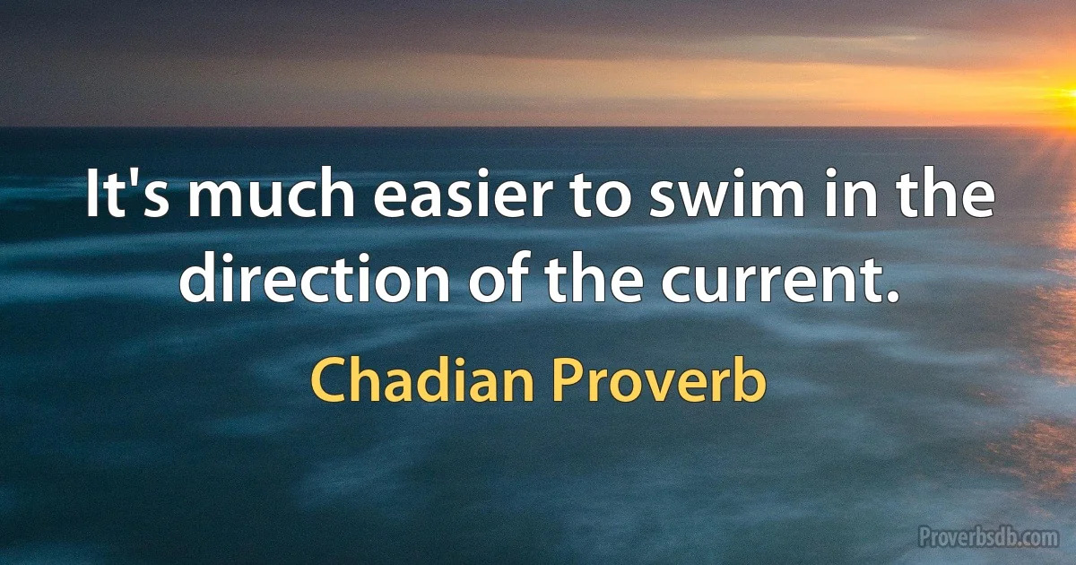 It's much easier to swim in the direction of the current. (Chadian Proverb)