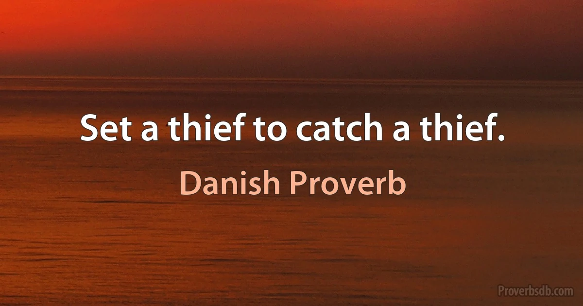 Set a thief to catch a thief. (Danish Proverb)