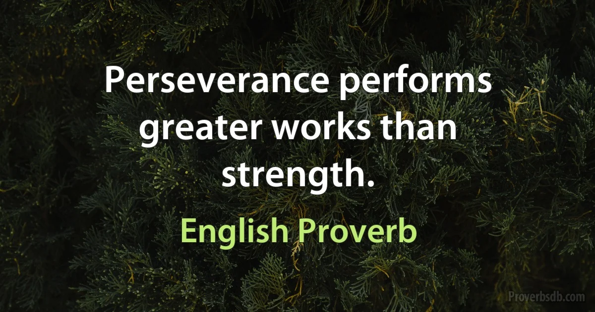 Perseverance performs greater works than strength. (English Proverb)